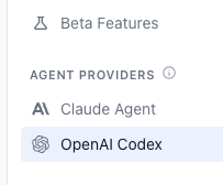 Codex beta features toggle