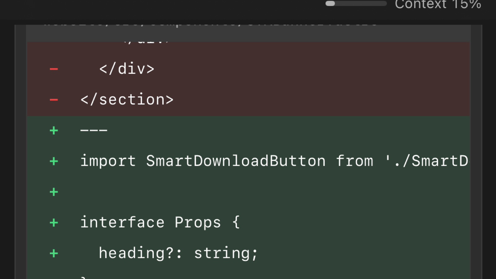 Mobile diff review screen showing file edits ready for approval